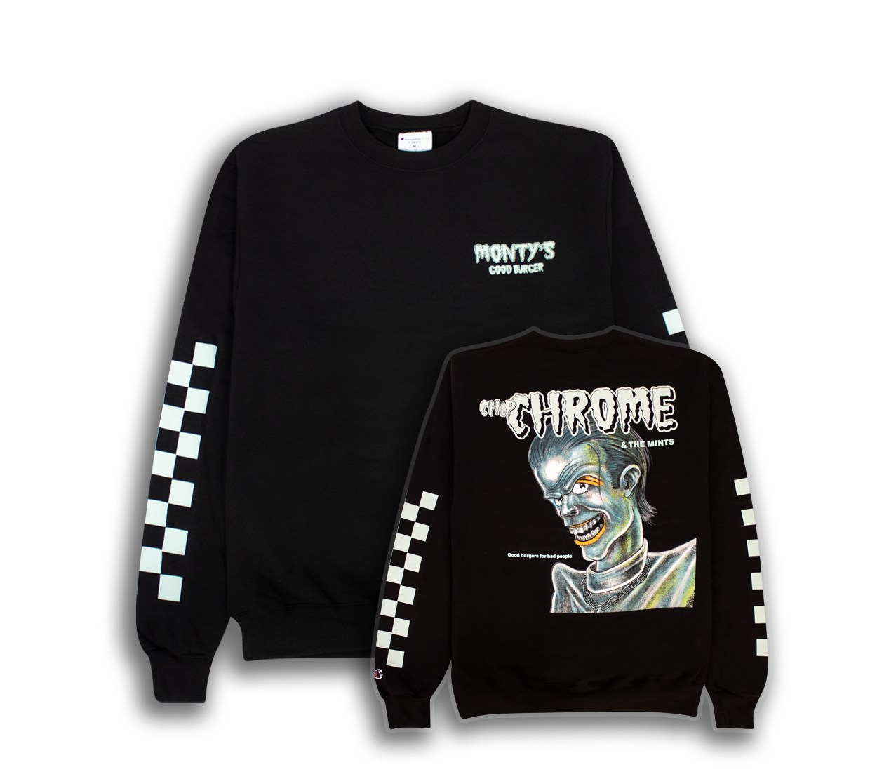 Chip Chrome Crewneck 👽 (limited final stock) — Monty's Good Burger